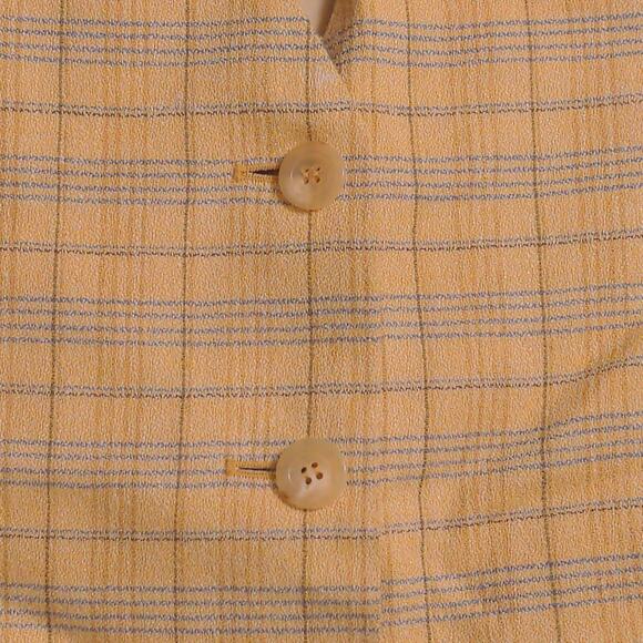 Bogner Womens Suit Vest Yellow Blue Linen Wool Tie Back Sleeveless Buttons 6 - Picture 2 of 8
